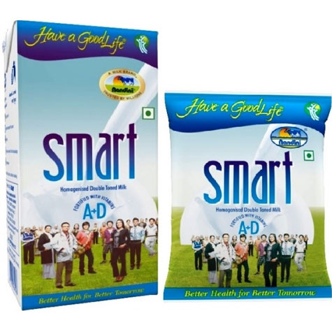 Goodlife Smart Homogenised Double Toned Milk UHT processedmilk with Min 1.5% fat and Min 9.0% SNF fortified with vitamins A and D. Suitable for preparing tea/coffee, milk shakes and milk delights for people leading a fitness conscious lifestyle. Available in 100ml, 200ml and 500ml Fino packs,160ml,200ml,500ml and 1 litre Tetra brick packs.